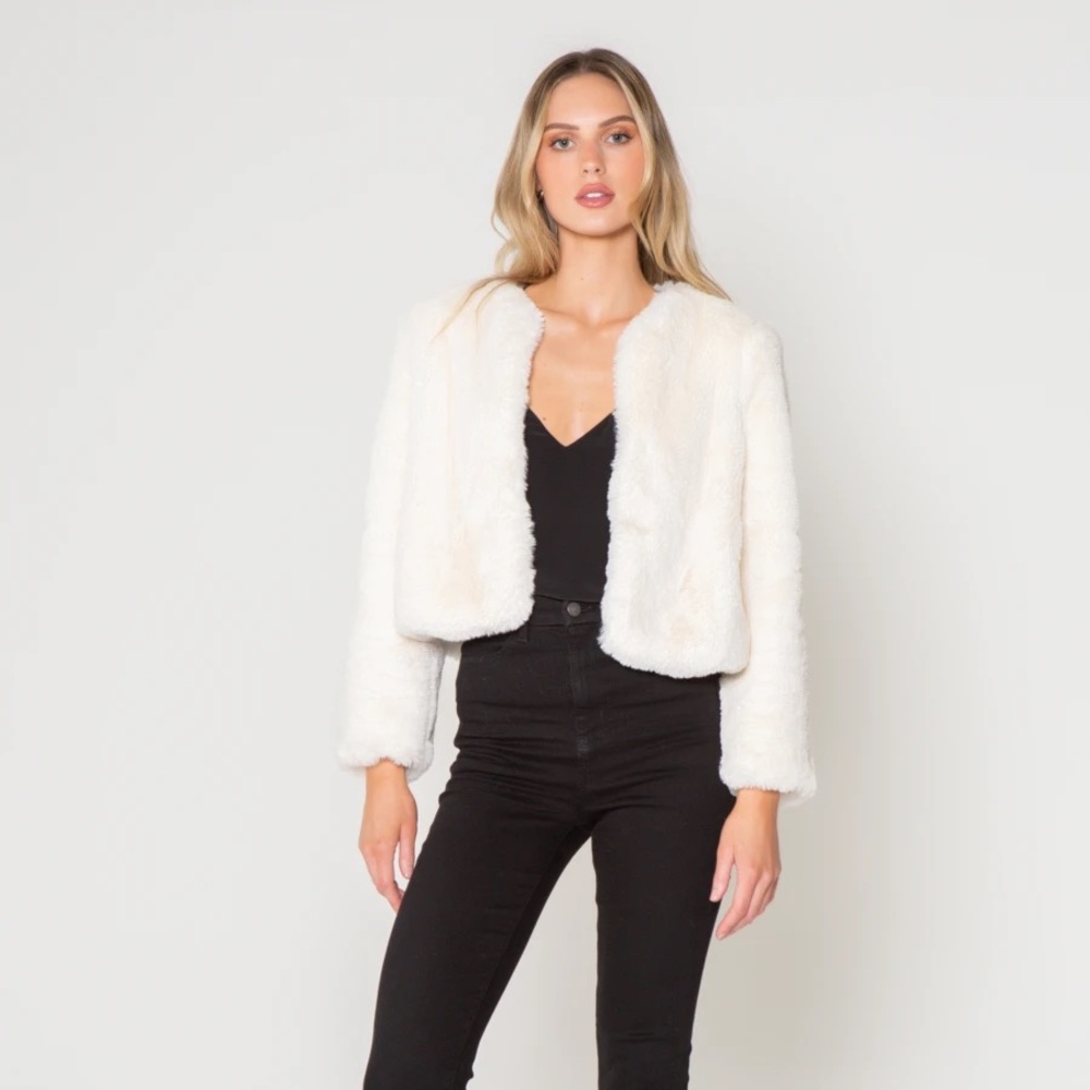 NWT Lavender Brown vegan fur bolero jacket